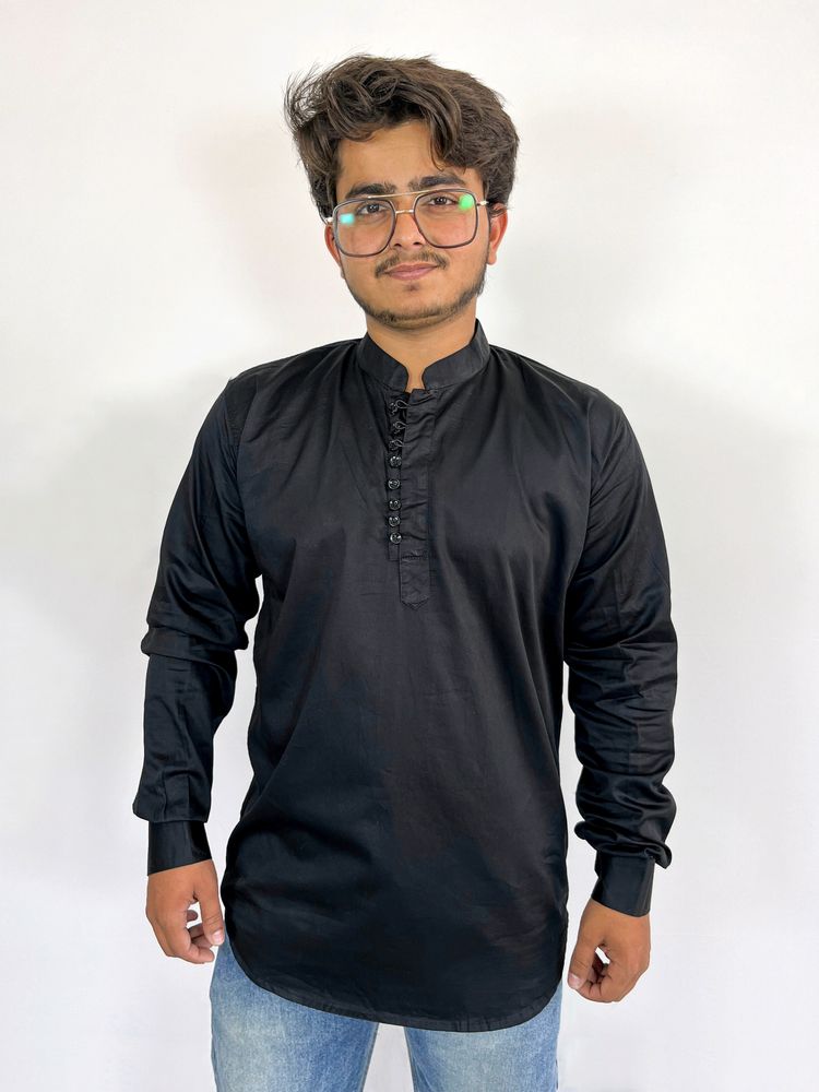 Trendy Black short kurta for boys