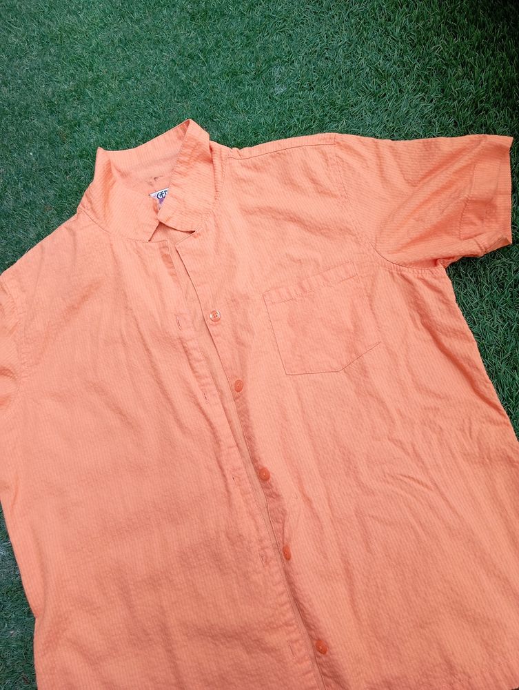 ORANGE COTTON SHIRT WITH POCKET