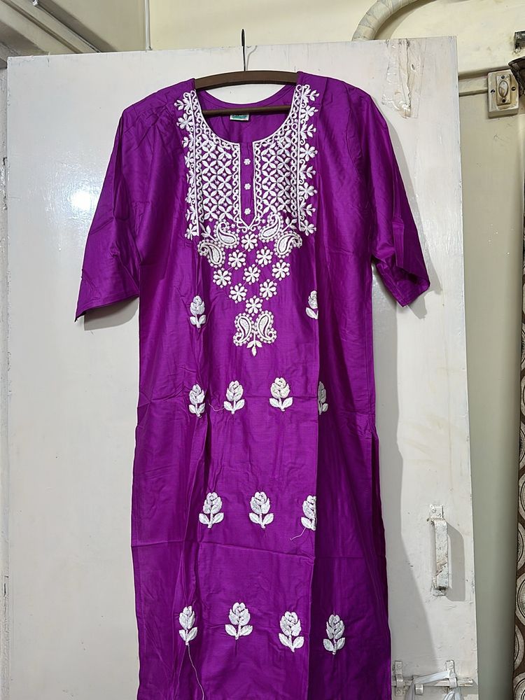 Rani Pink Chikankari Kurta