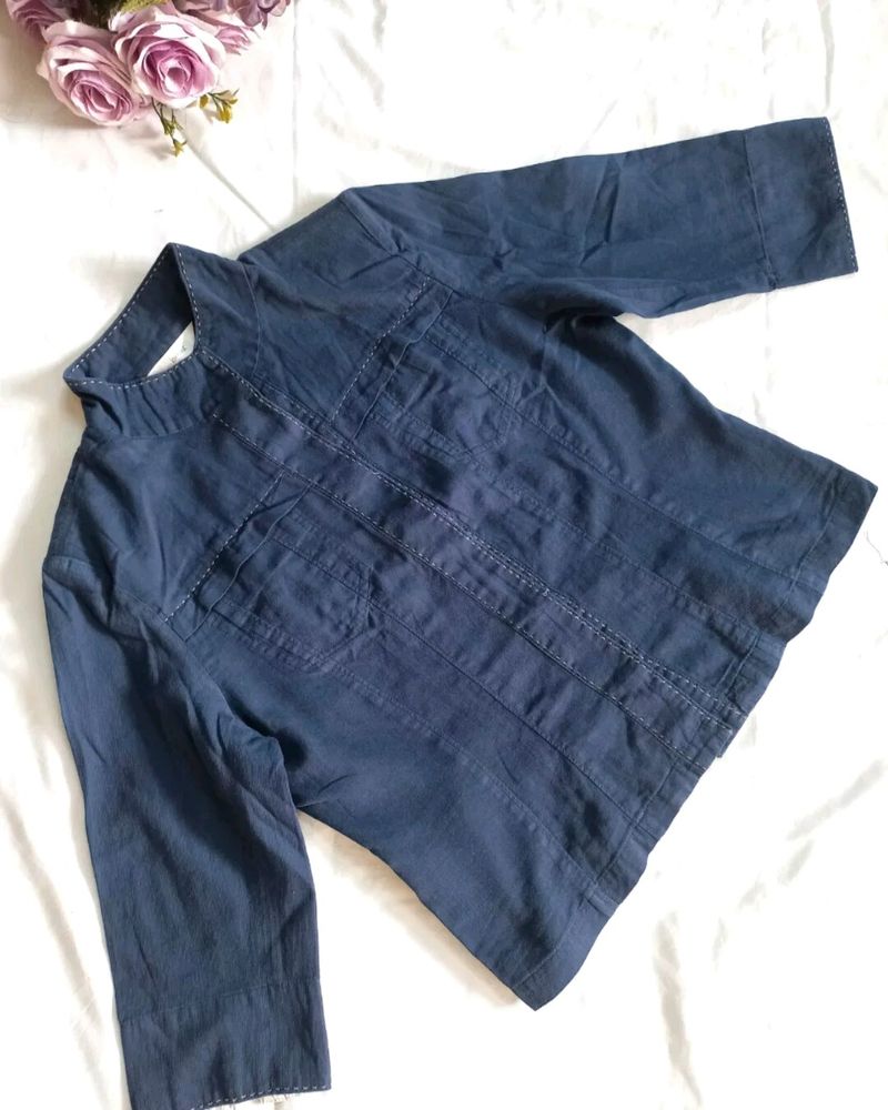 Navy Blue Cotton Shirt