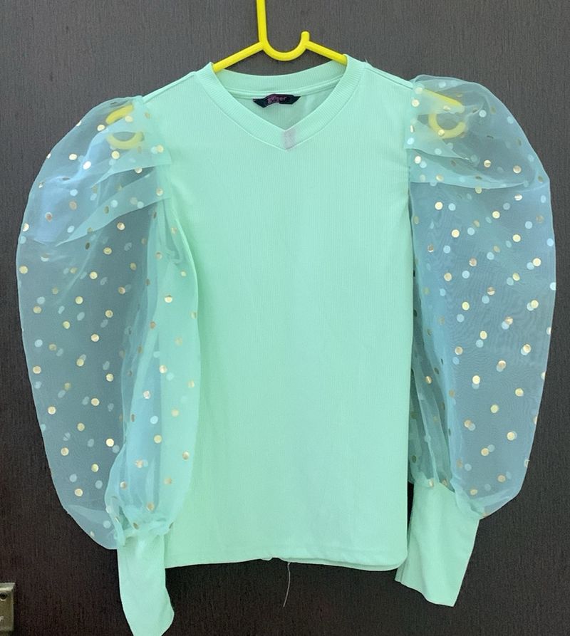 Trendy Green Blouse Top