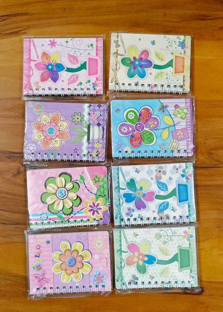 Set Of 8 Mini Spiral Notebook Printed Pages