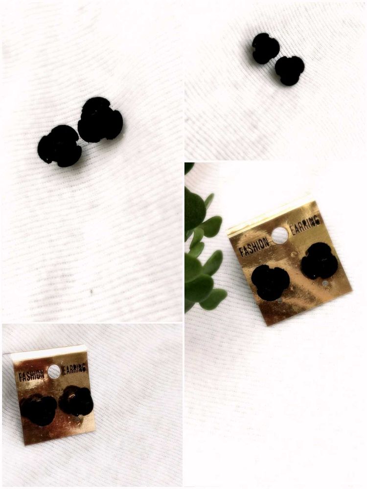 Black Short Earrings