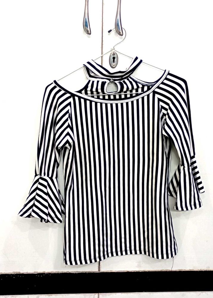 Formal  Black And White Top For Women