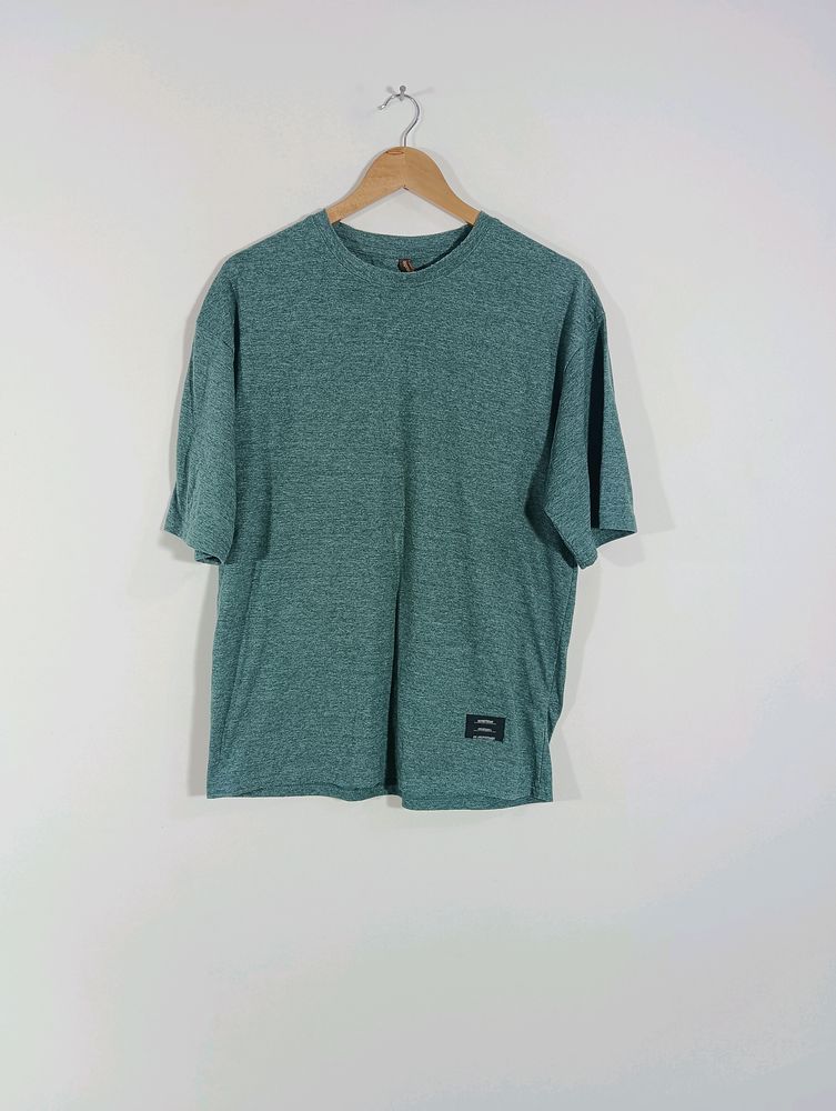 Sea Green Plain Casual T-Shirt (Men)