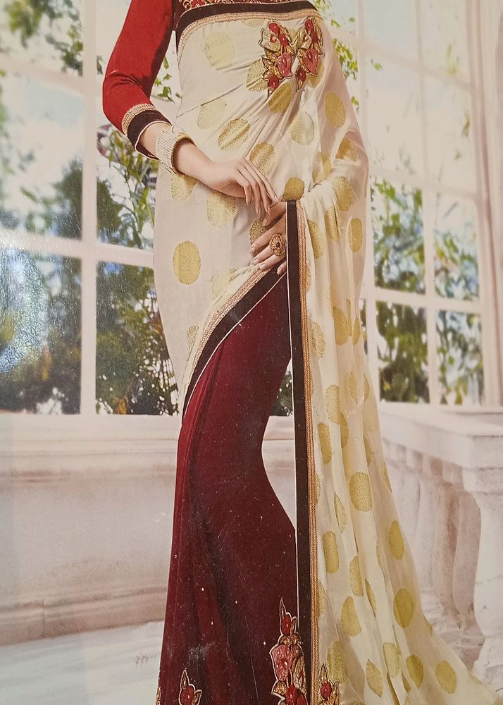 Sari With Velvet Blouse