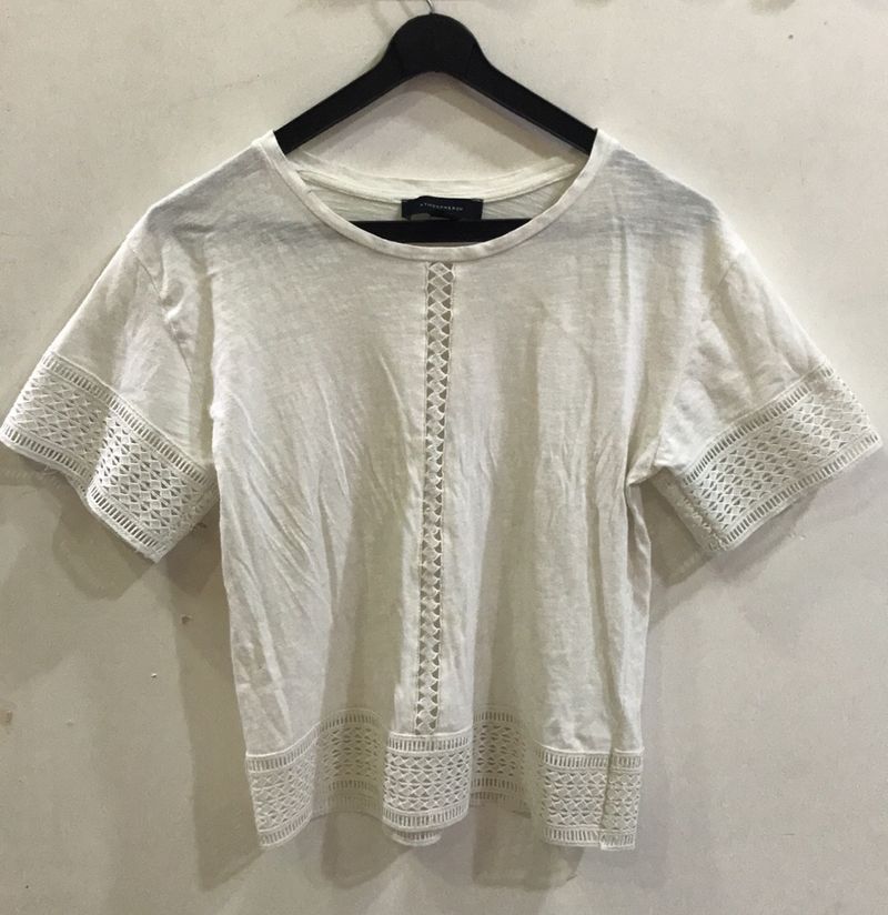 White Semi Lace Top For Women