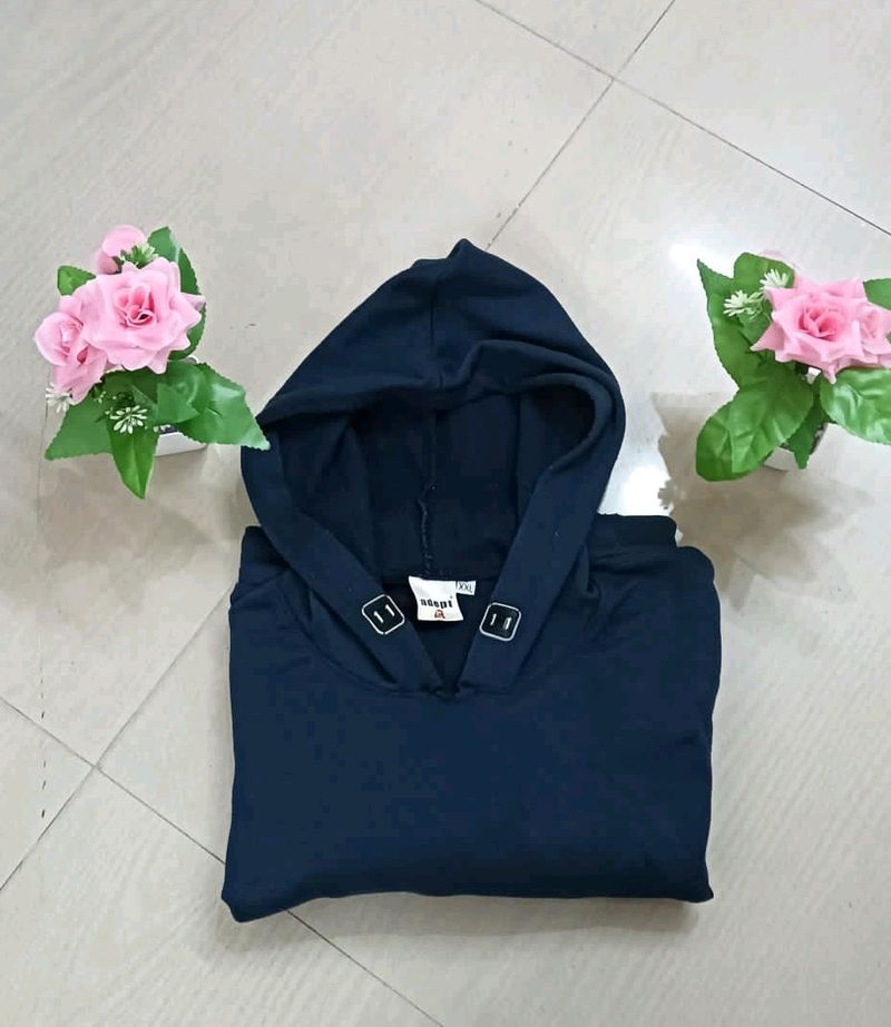 Navy Blue Full Hand Solid MEN SWEATSHIRT