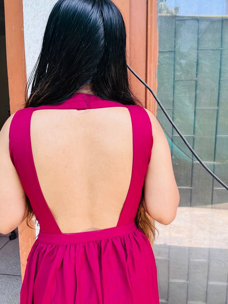 Backless Wine Gown Dress