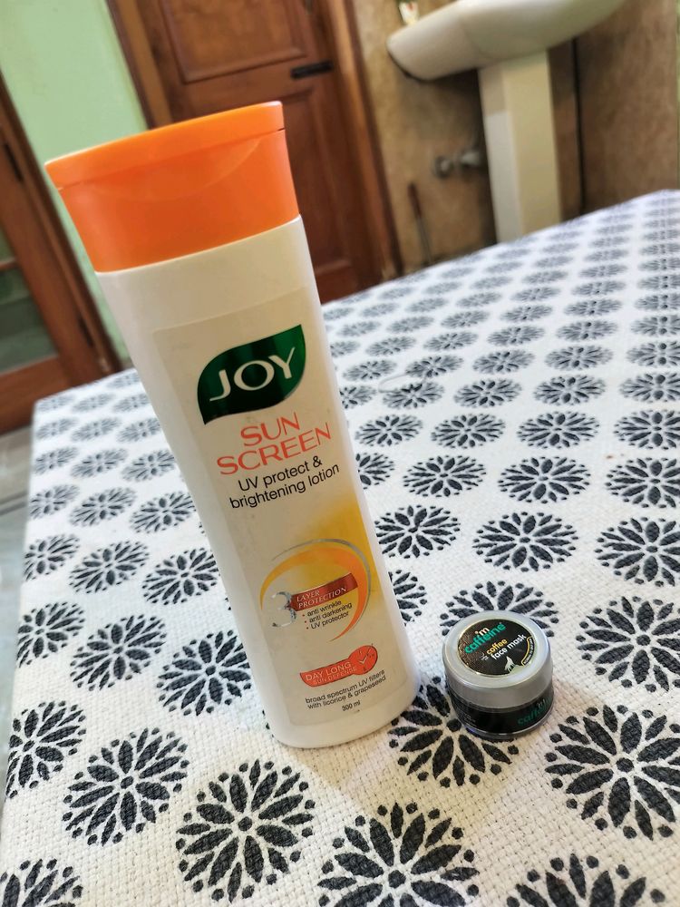 Joy moisturizing lotion and mcaffin face mask