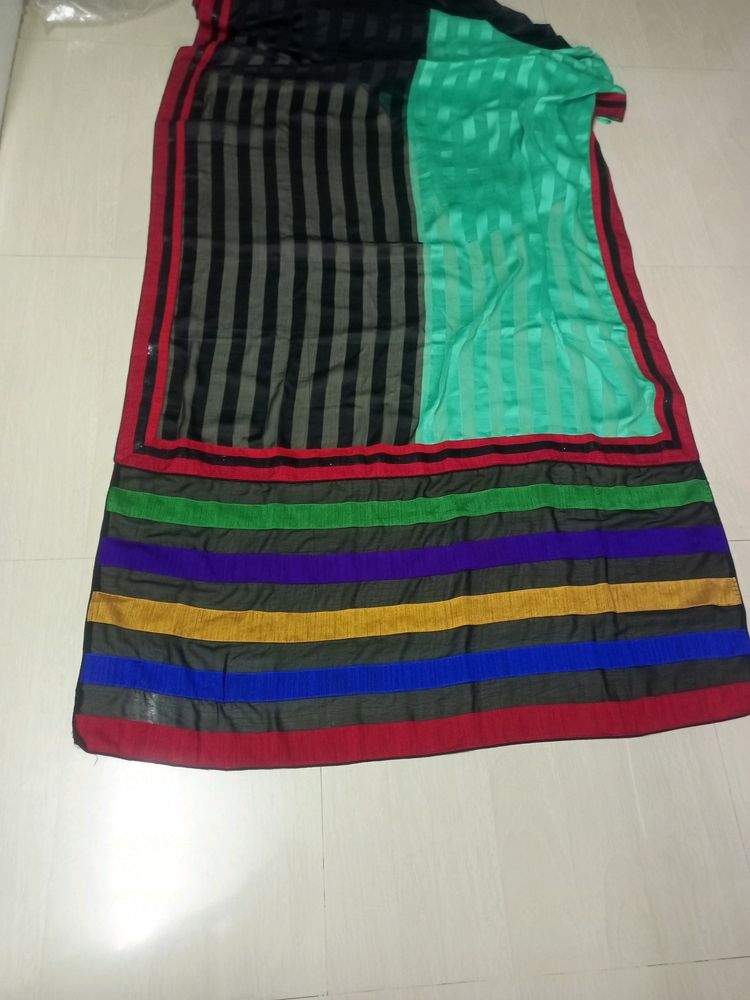 Beutiful Black Multi Colour Saree