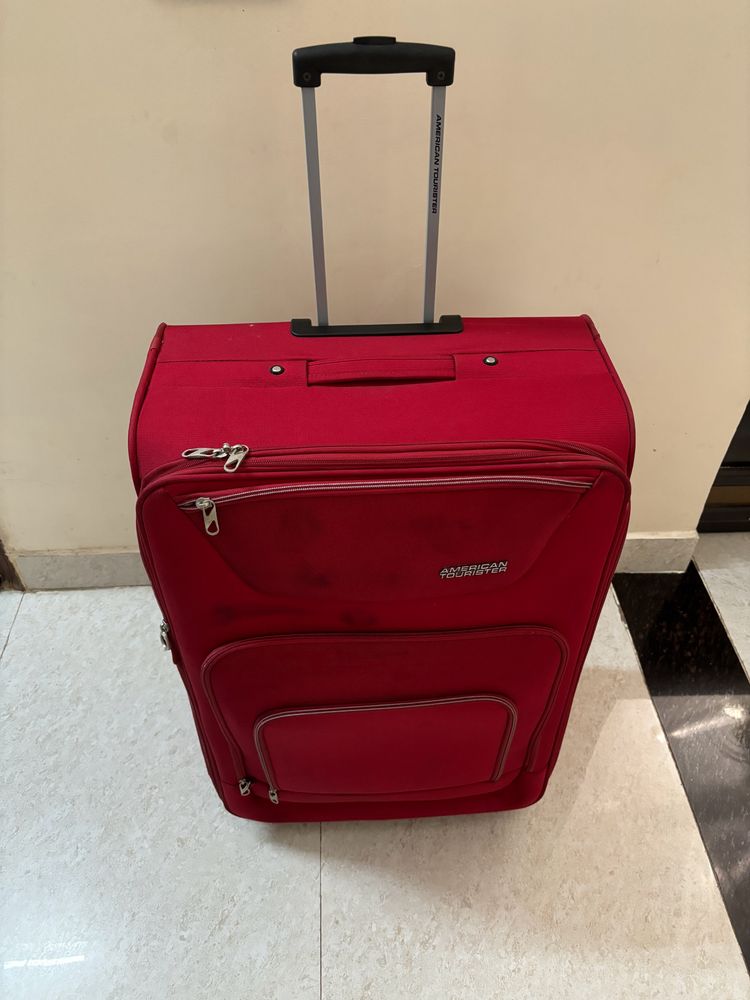 American Tourister Polyester Soft Trolley Red