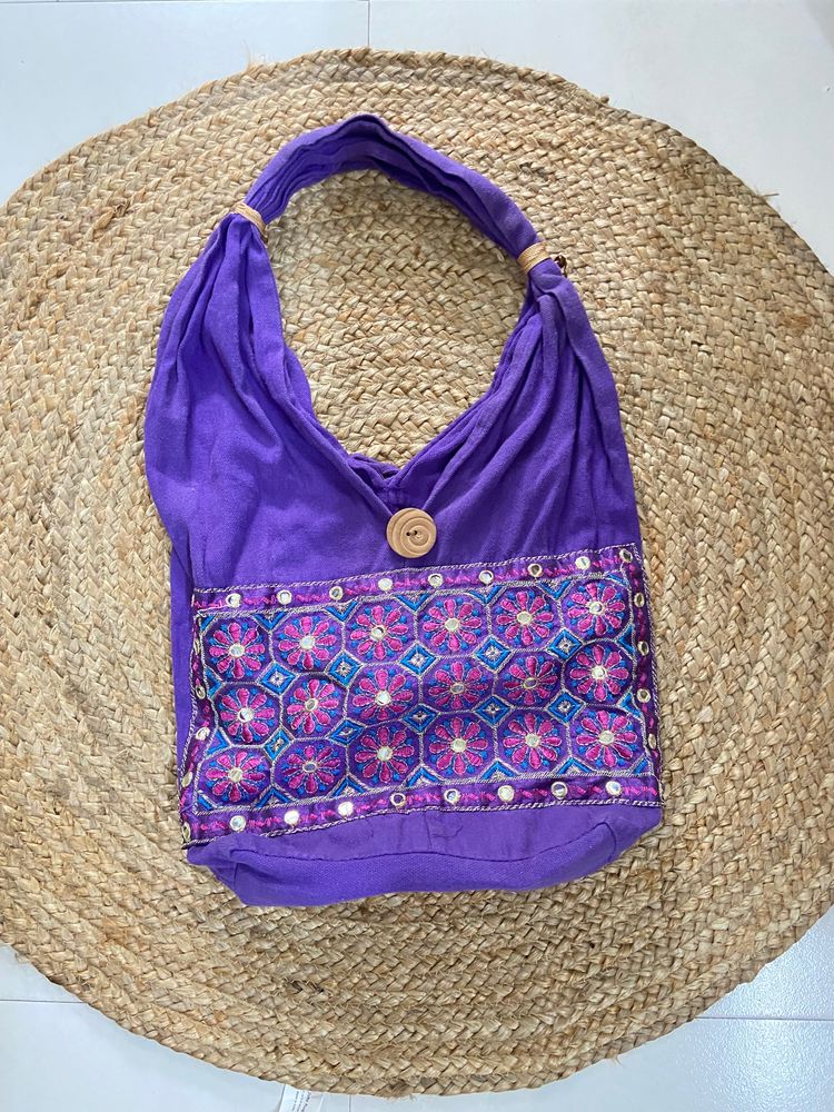 Purple Jaipuri Tote Bag