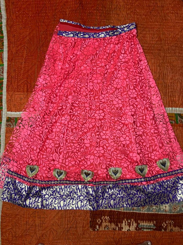 Unstitched Lehenga Pink  With Dupatta