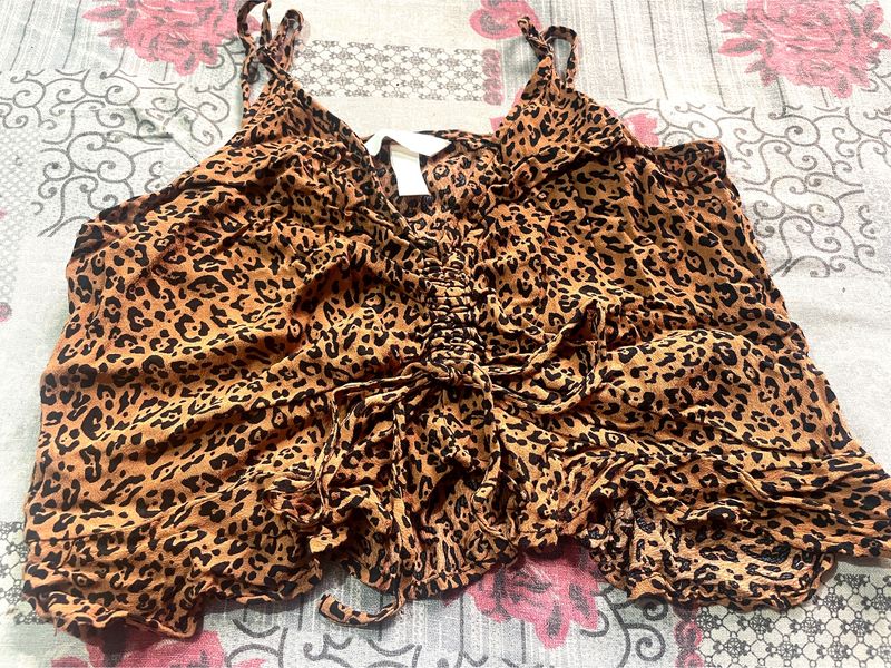 H&M Leapord Print Crop Top With Headband