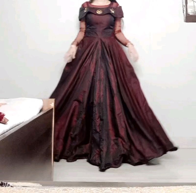 Heavy Maroon Ball Gown