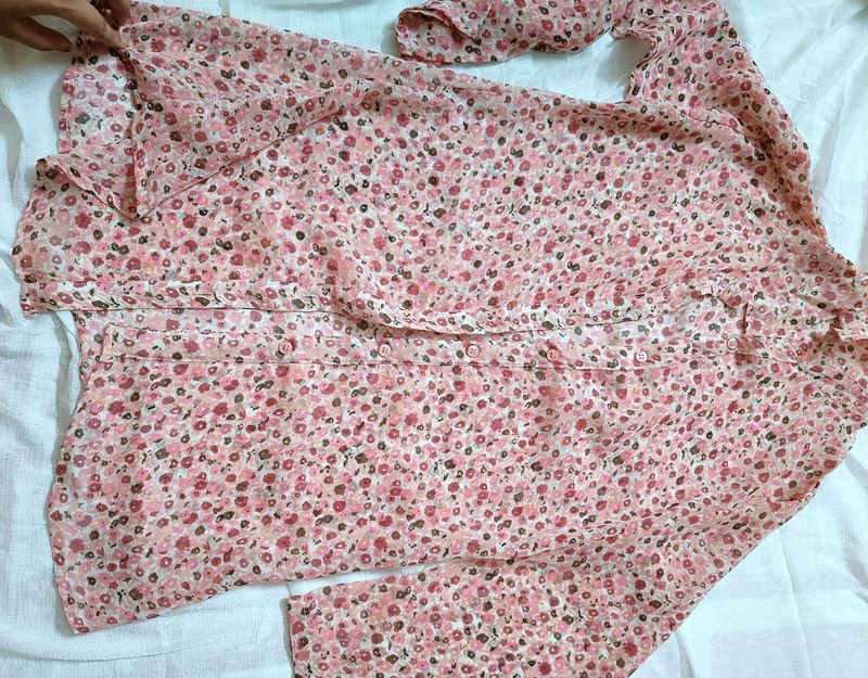 Pink printed shirt for women