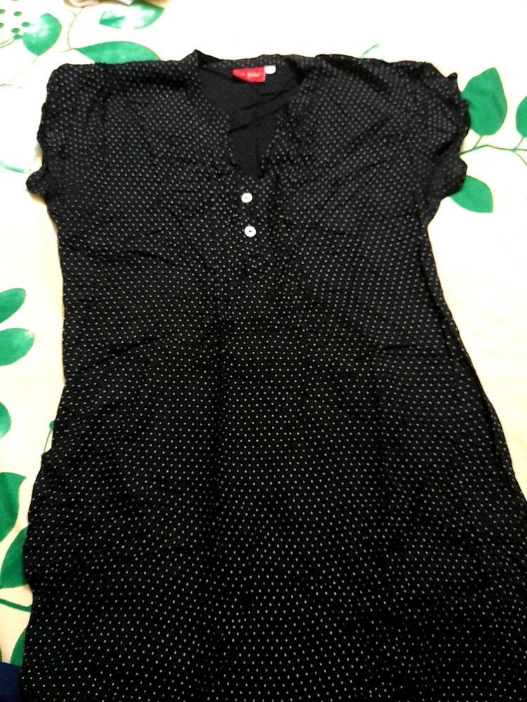 Black Polka Dots Top For Women