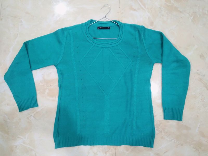 Sea Green Woolen Sweatshirt Top