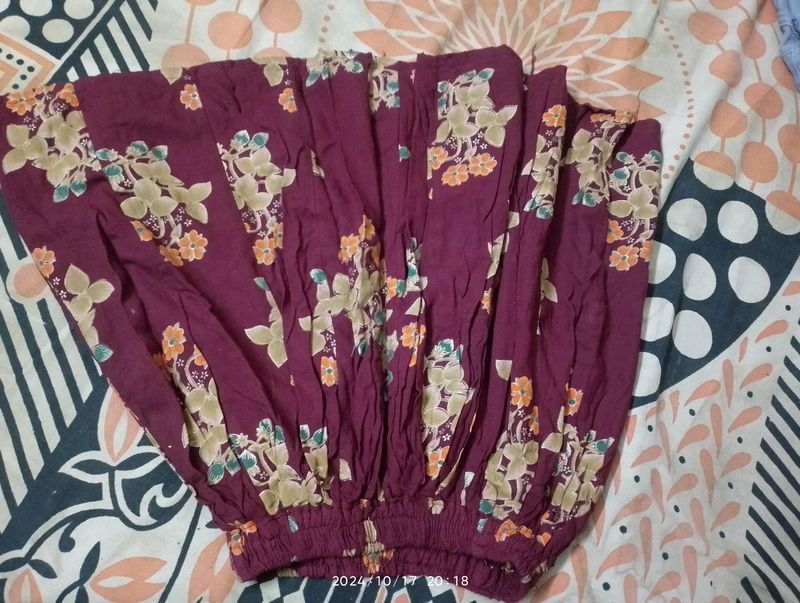 Maroon Short Printed Skirt