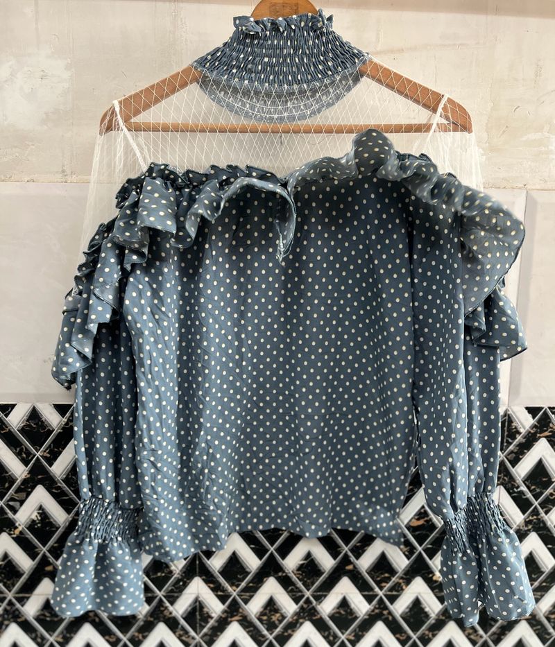 Women’s Blue Polka Dot Top