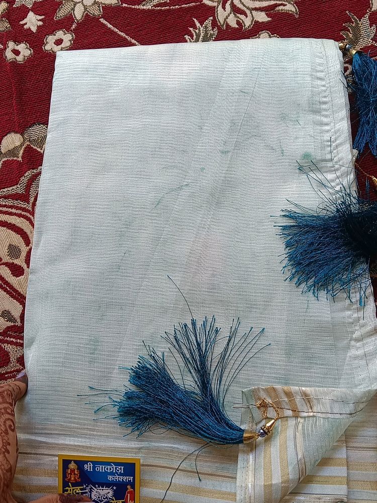 Organza Tie Die Blue Saree