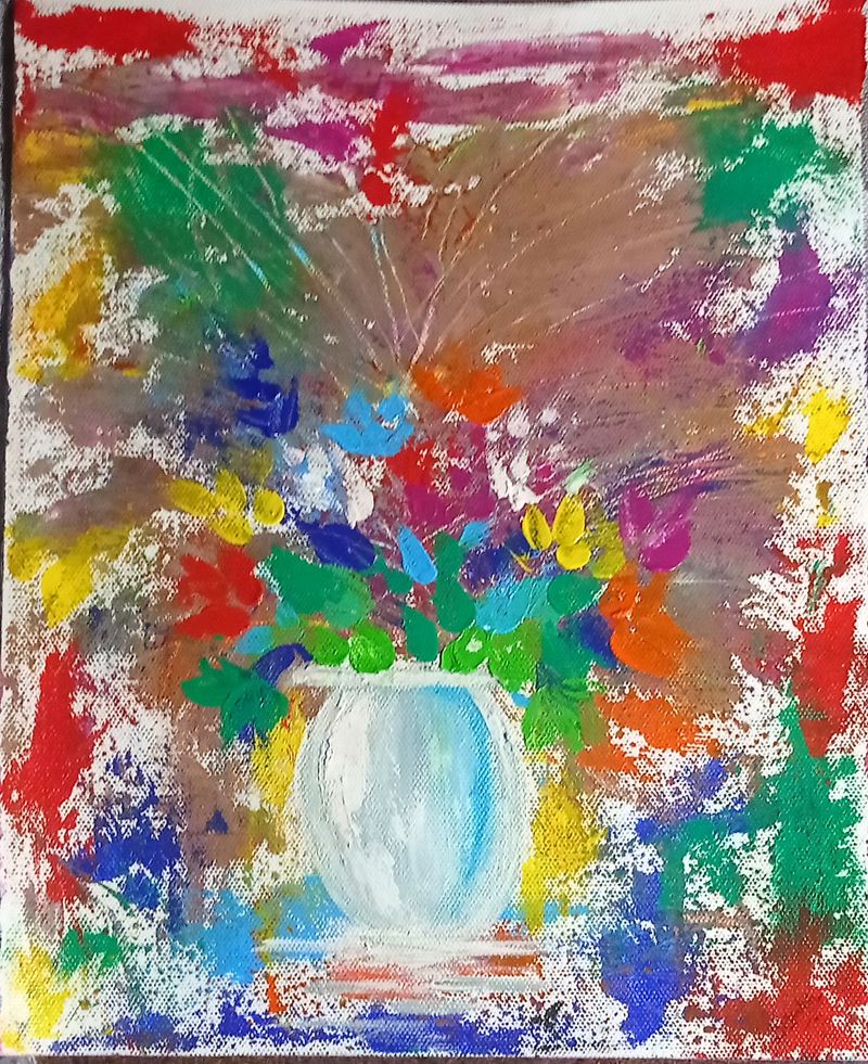 Foldable Canvas Sheet Abstract Painting Or Vase