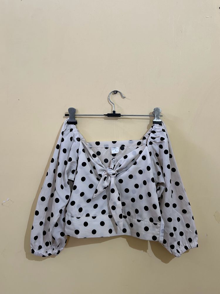 SSS Front Tie Polka Dot Crop Top