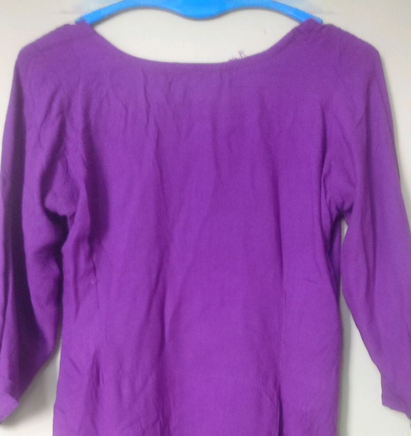 Purple plain kurta