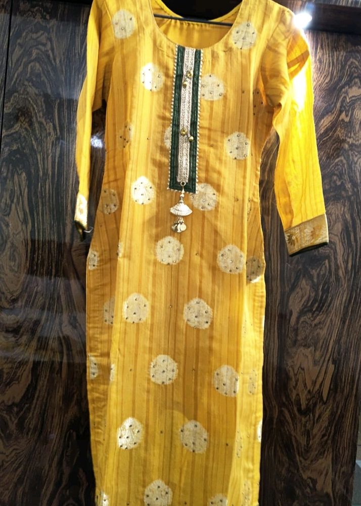 Beautiful Chanderi Suit Dupatta And Cotton Plazo