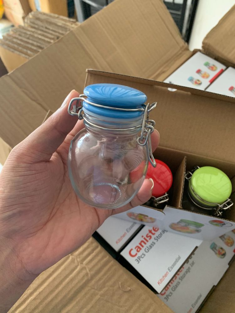 Cute Small Glass Jar With Clips Lid For Storage