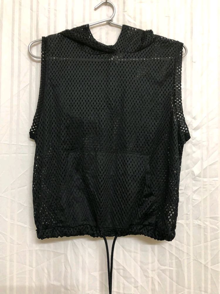 Forever 21 Mesh Unisex Black CropTop