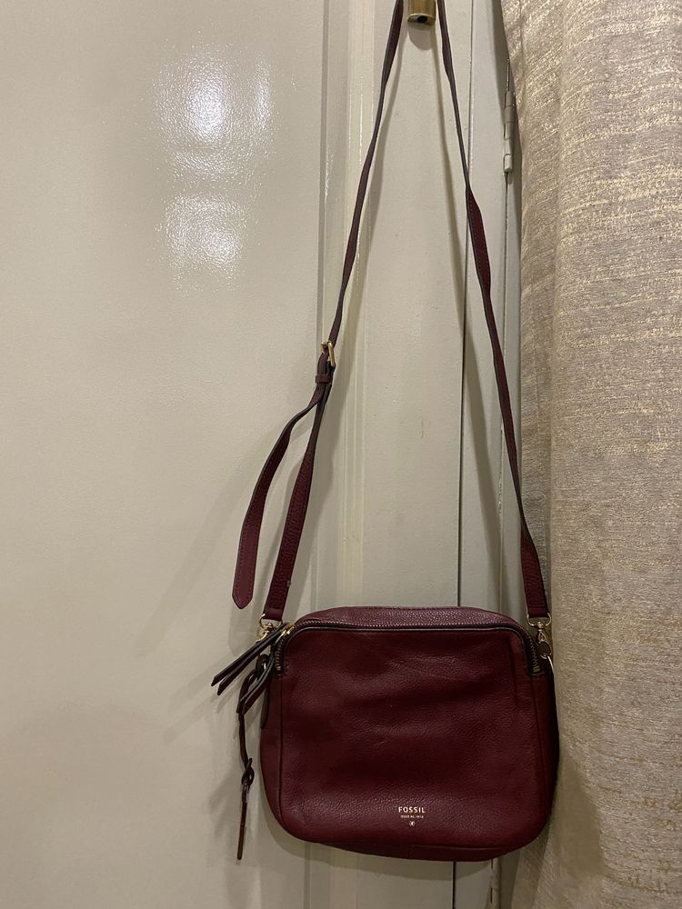 Fossil burgundy sling bag