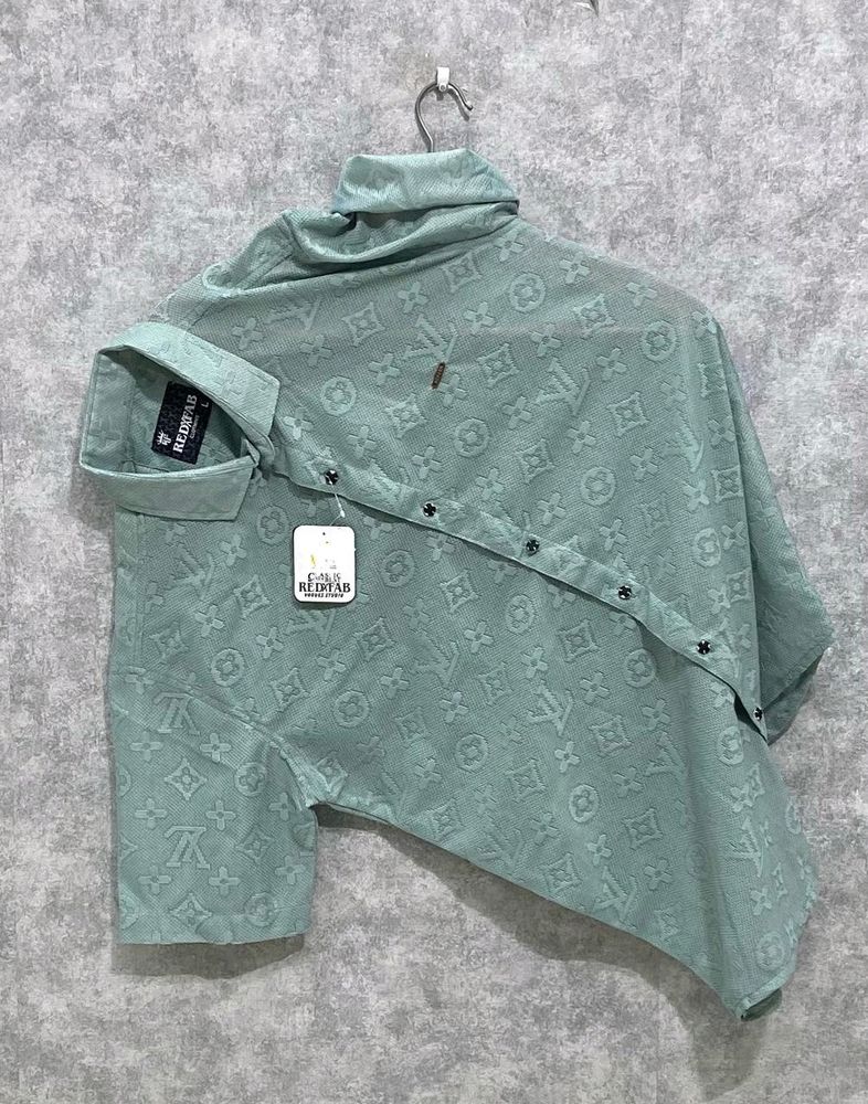 Men Regular Fit Printed Sea Green Colour Shirt