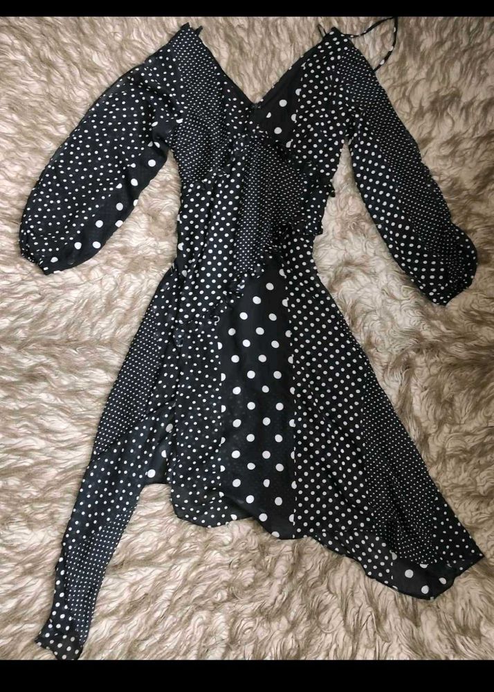 Black Polka Dot Asymmetrical dress