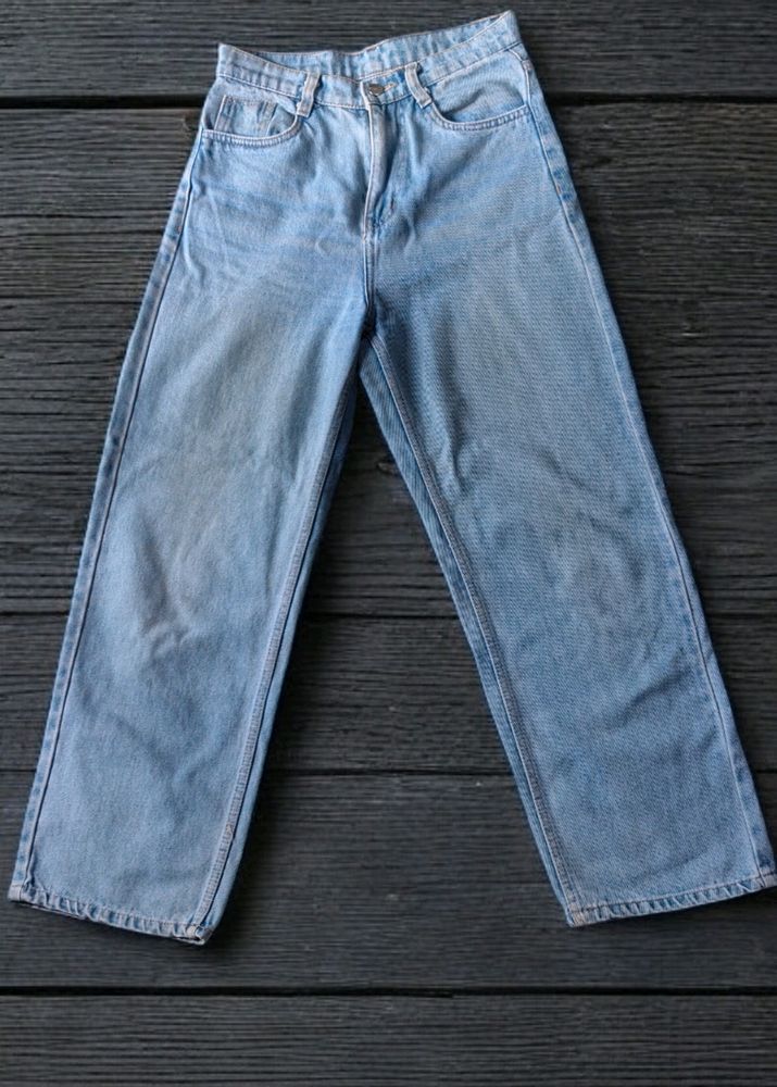 Heavily Washed Straight Jeans