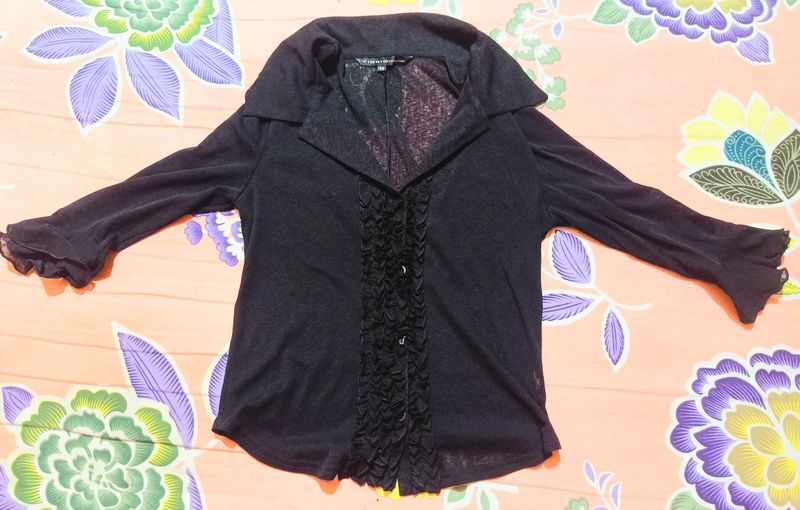 Black Ruffled Shirt