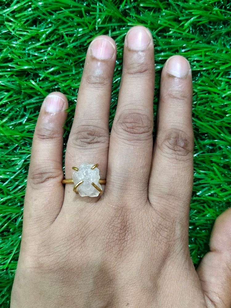 Rose Quartz Raw Uncut Stone Finger Ring