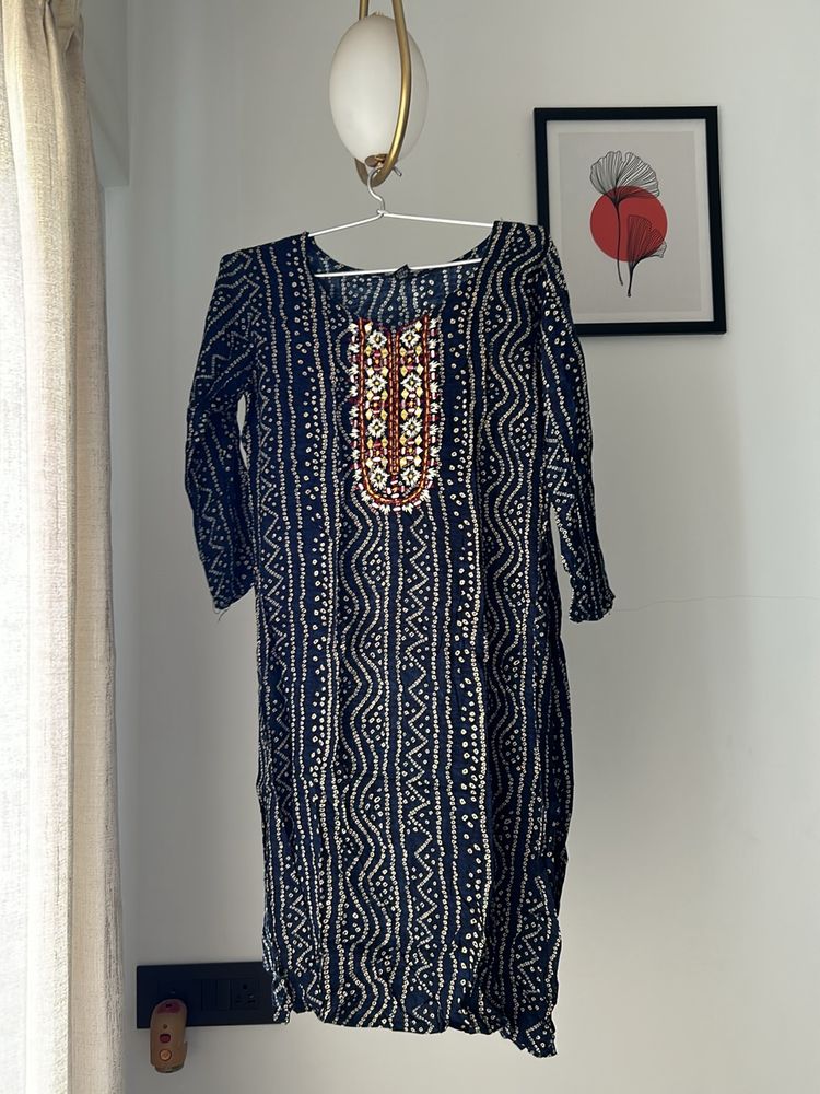 A navy blue daily use soft kurta