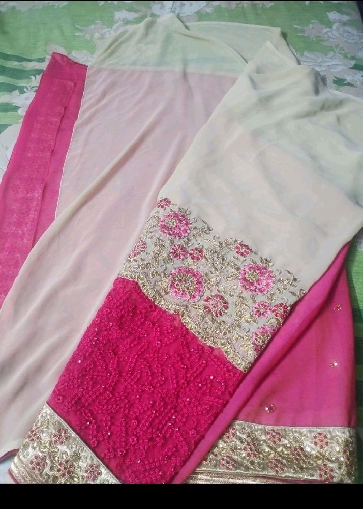 30rs Discount On Delivery Pink And Cream Saree