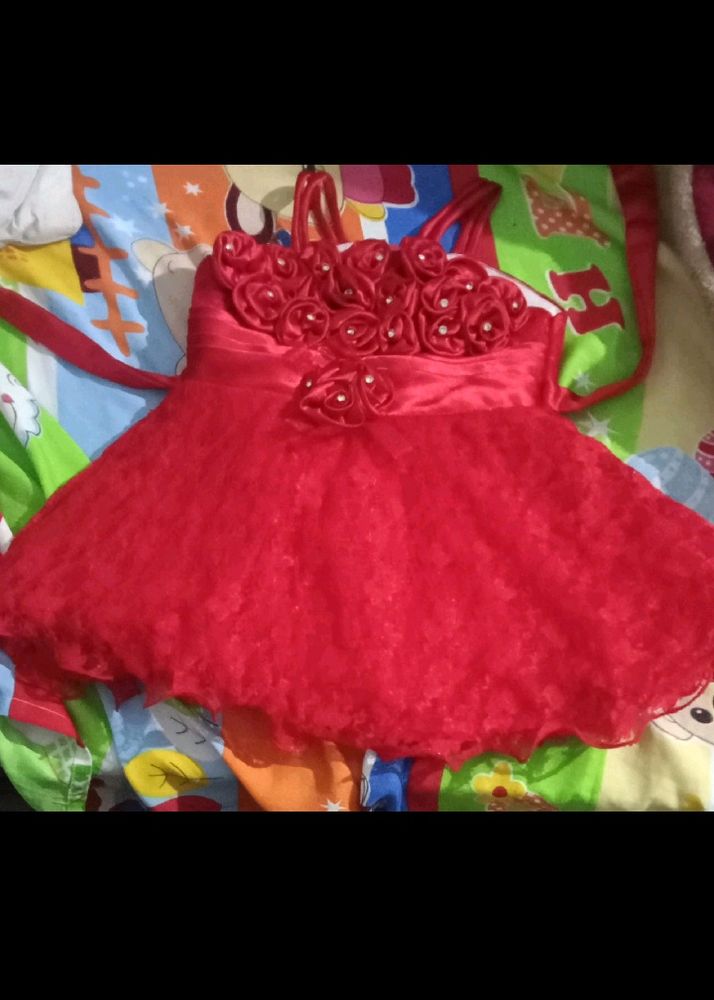 Red Beautiful Frock With Hair Band