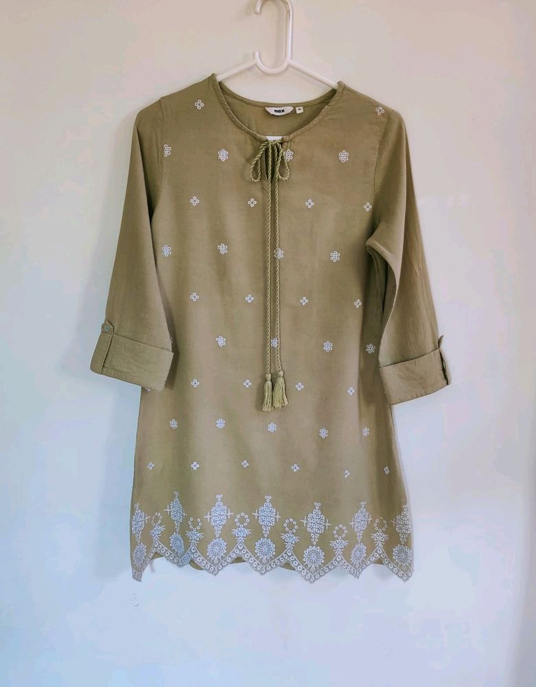 Embroidered Sage Green Tunic