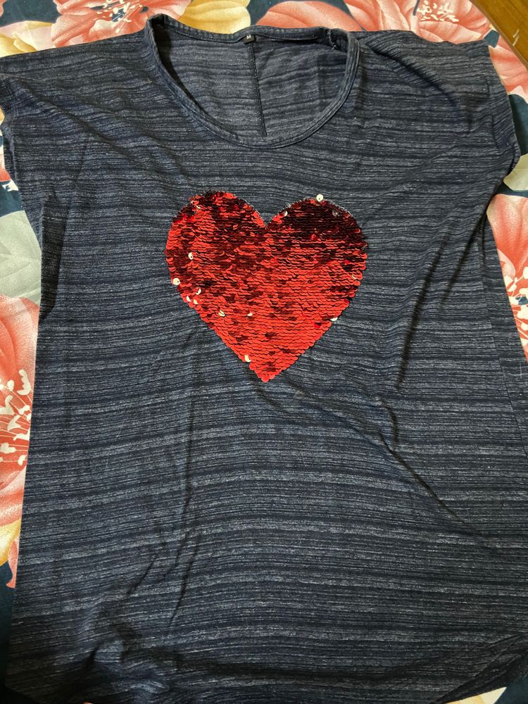 Navy Blue Heart Tee