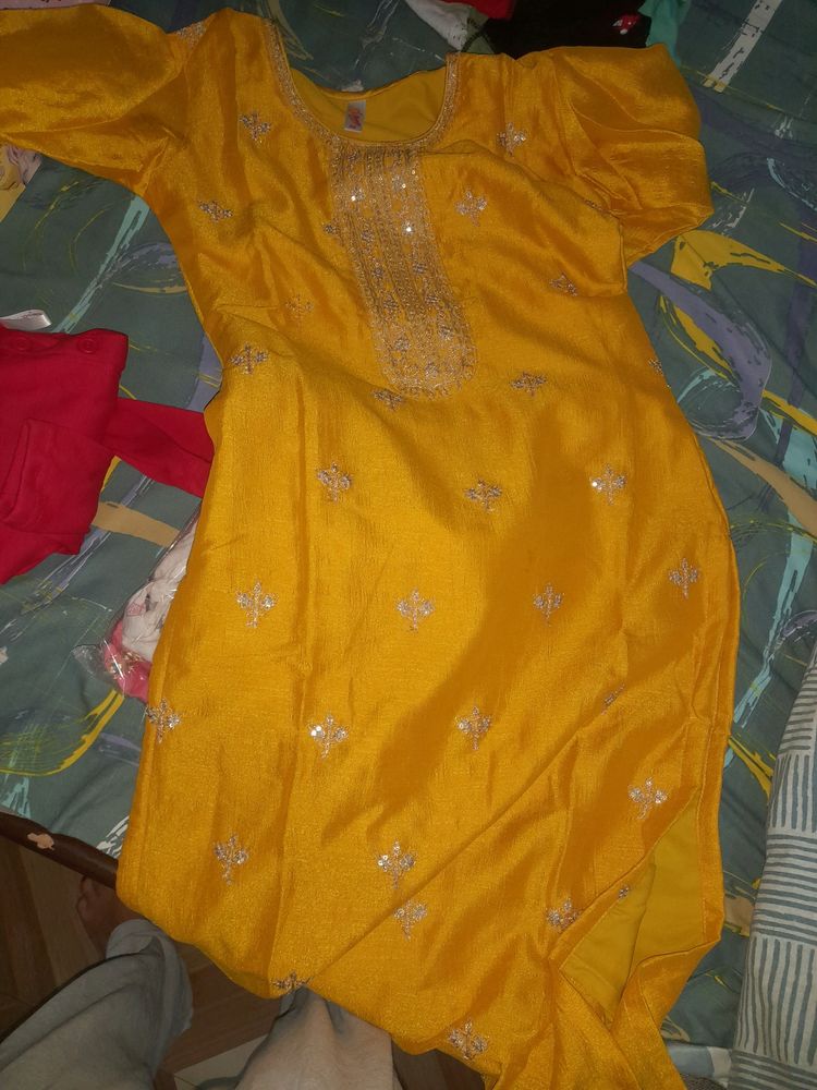 yellow beautiful kurta