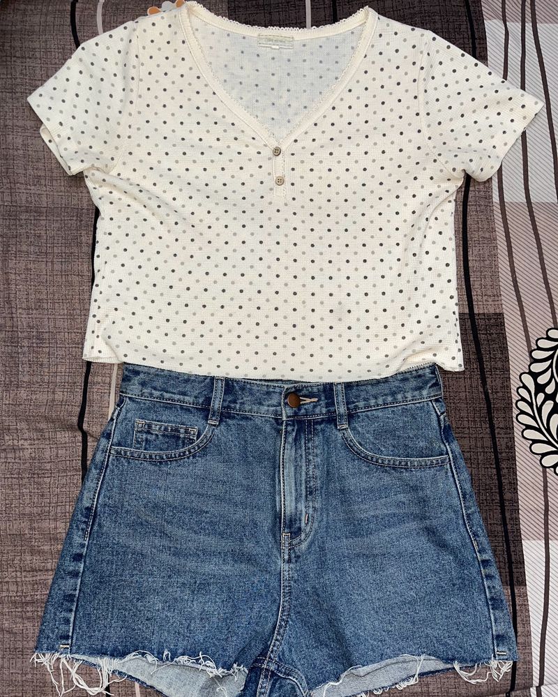 Crop top and denim short combo