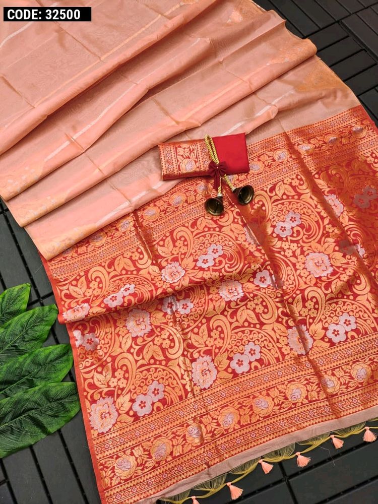 *Tussar silk saree with zari weaving work*