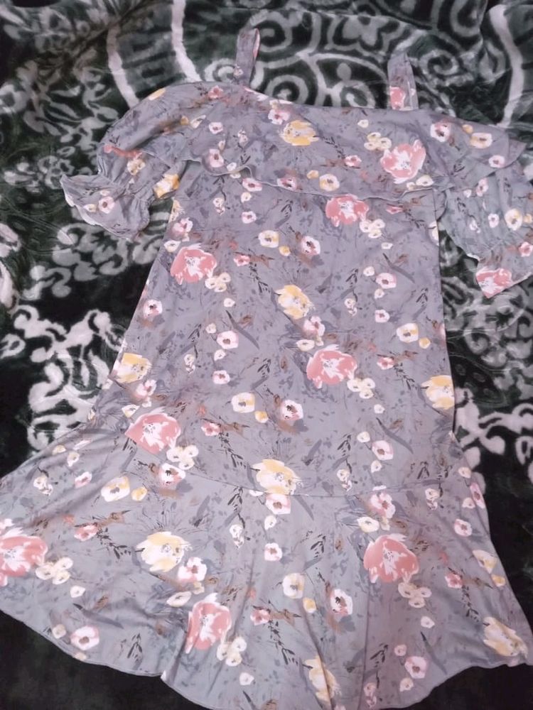 Grey Floral Frock