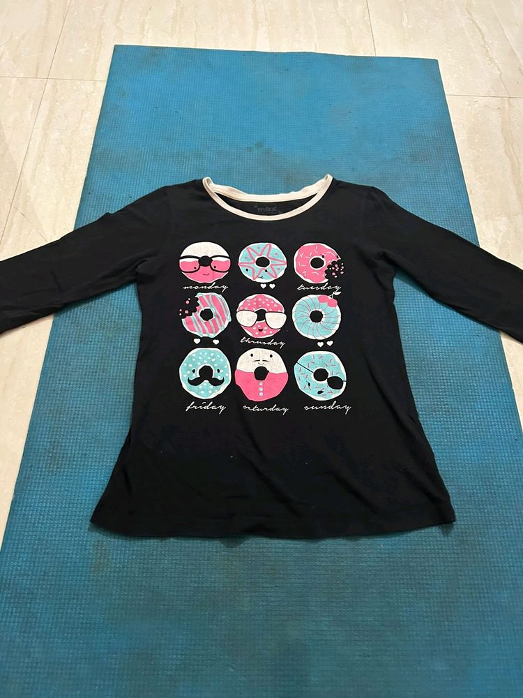 11-12yrs Old Long Sleeve T-shirt Donut Print