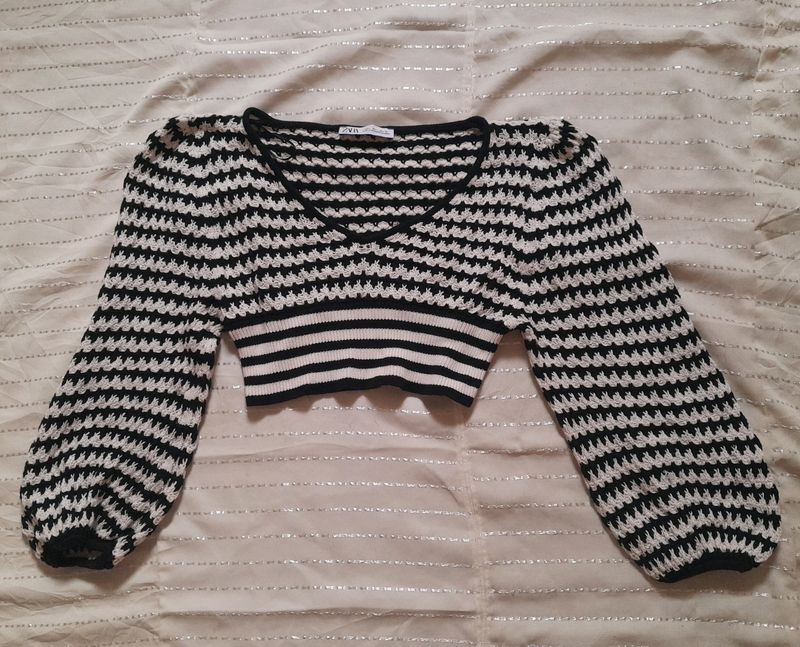 V Neck Long Sleeve  Knitted  Top