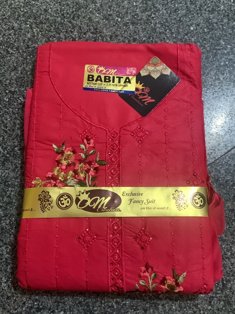 Dark Pink Material With Dupatta